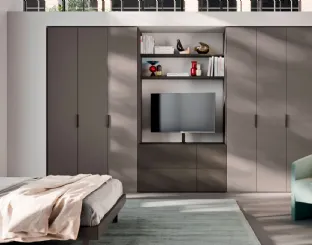 Armadio ad ante battenti in melaminico Platino e dekor Bronzo Liscia 22 Crea 1200 di Orme