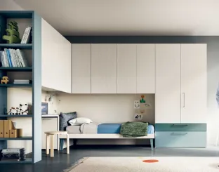 Armadio con ante battenti in melaminico con terminale libreria Start Ponte Angolare di Clever