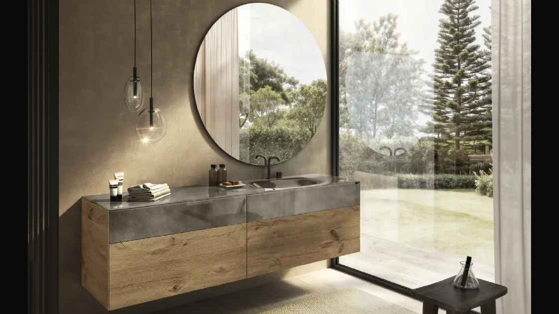 Mobile da Bagno in legno e vetro 36e8 Project 2838 di Lago