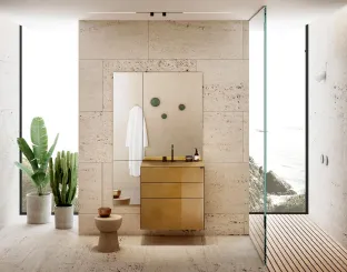 Mobile da Bagno sospeso in vetro con lavabo integrato 36e8 Bathroom 1121 di Lago