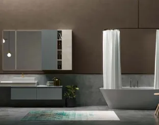 Mobile da Bagno sospeso in laccato carta da zucchero e top in laccato effetto resina 45 01 di Birex