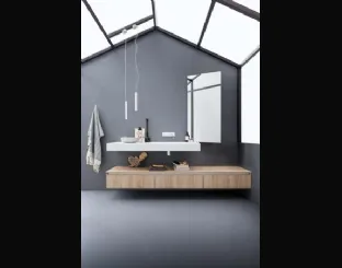 Mobile da Bagno sospeso in melaminico effetto rovere e top in Corian 45 09 di Birex