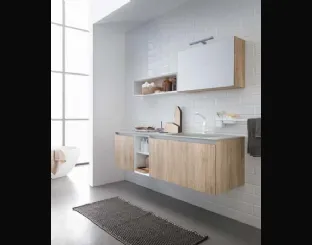 Mobile da Bagno sospeso in melaminico rovere e top in mineral marmo grigio 45 12 di Birex