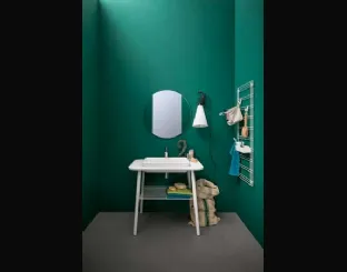 Mobile bagno da appoggio in laccato bianco opaco e top in mineral marmo Acqua e Sapone 01 di Birex