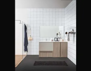 Mobile Bagno da appoggio in melaminico e laccato con top in mineral marmo Acqua e Sapone 05 di Birex