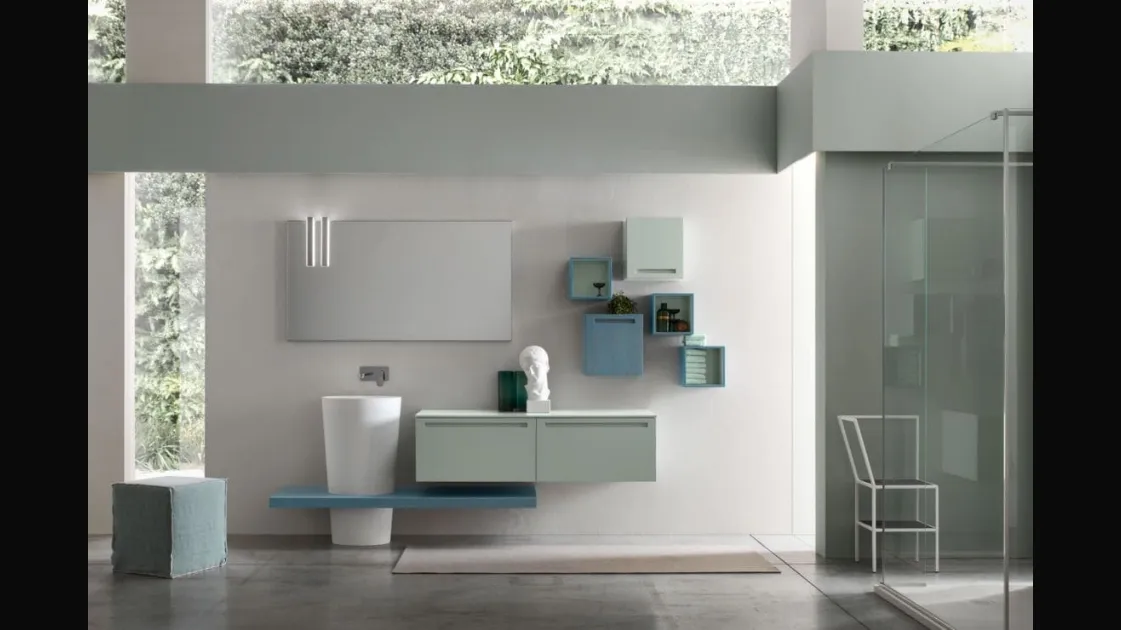 Mobile da Bagno sospeso in laccato opaco The verde Rush 29 di Arcom