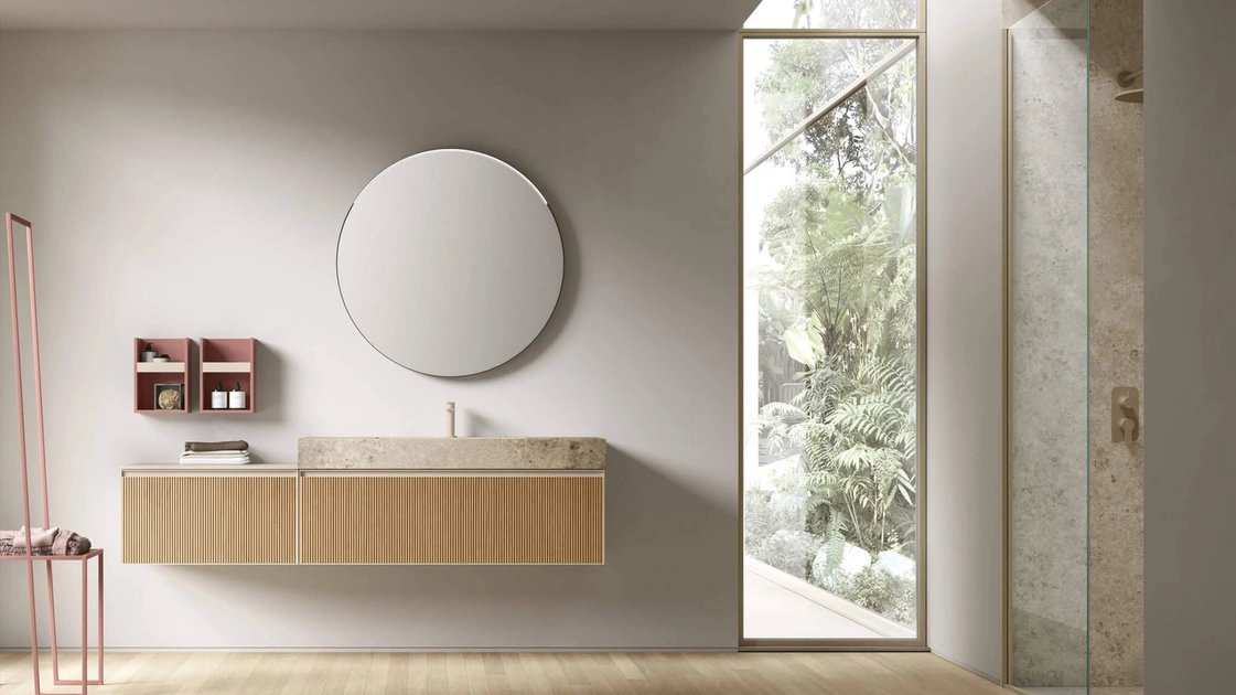 Mobile da Bagno sospeso Shape 21 in rovere di Arcom