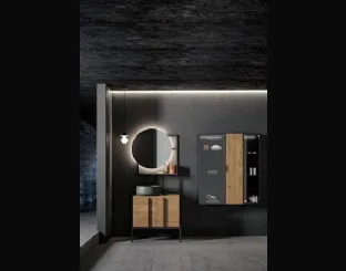 Mobile da Bagno a terra  in rovere e alluminio Sidero 09 di Birex