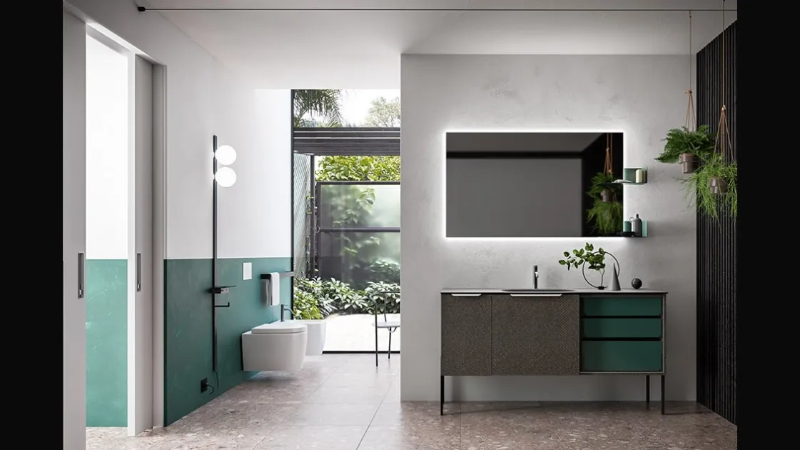 Mobile da Bagno Cartabianca in materico Intreccio e laccato Opaco di Cerasa