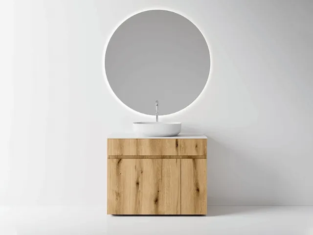 Mobile da Bagno a terra Single in nobilitato effetto legno Coast di Cerasa