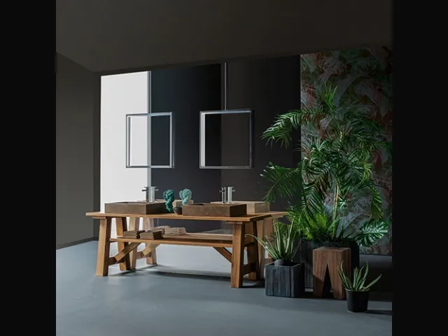 Mobile da Bagno a terra Composizione B03 in Rovere massello di Devina Nais