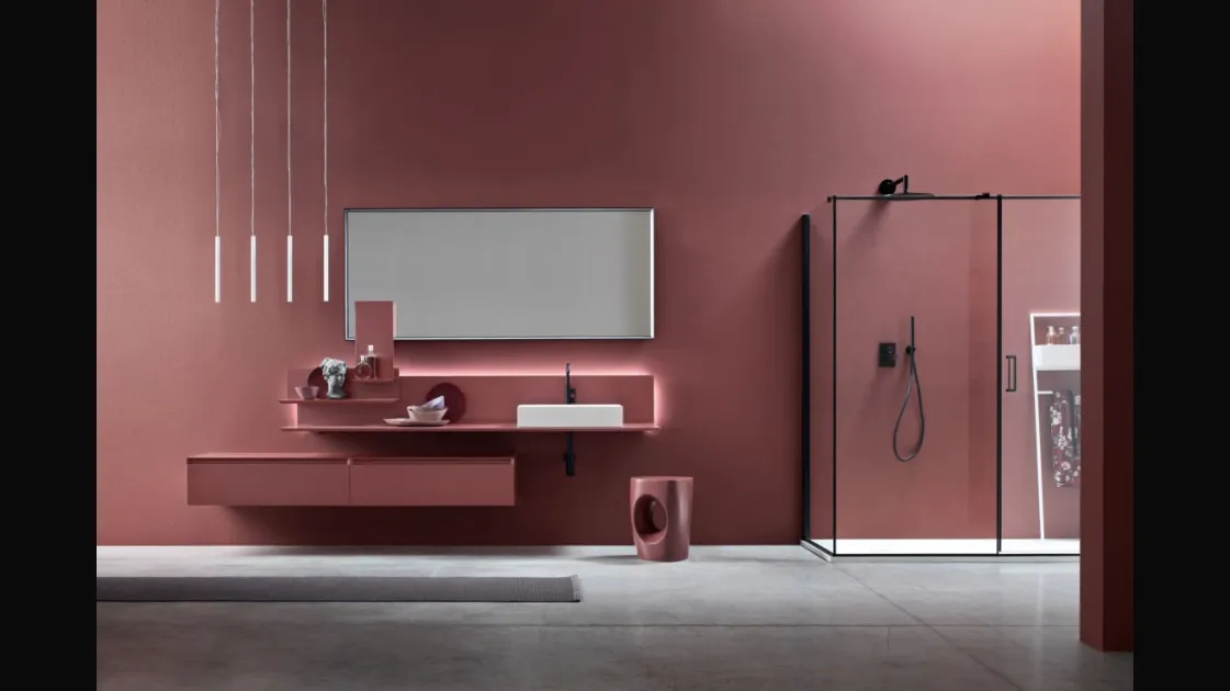 Mobile da Bagno sospeso di design Dafne 01 in laccato opaco di Arcom