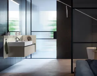 Mobile da Bagno sospeso Deep 01 in laccato metallico nichel di Birex