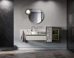 Mobile da Bagno sospeso Deep 06 in laccato effetto cemento perla di Birex