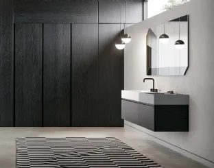 Mobile da Bagno sospeso in essenza rovere carbone Deep 07 di Birex
