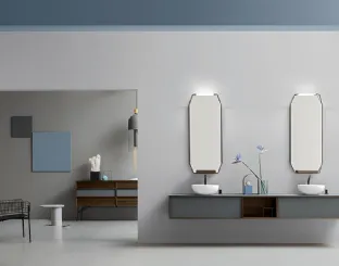 Mobile da Bagno Des con Top e Frontali in cristallo sabbiato Grafite di Cerasa