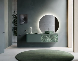 Mobile da Bagno Des Evolution Deep Green 01 in laccato e resina Verde Alpi di Cerasa