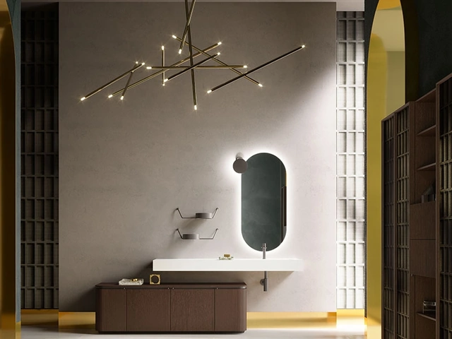 Mobile da Bagno con base in Rovere Termocotto Des Evolution Deep Green 02 di Cerasa