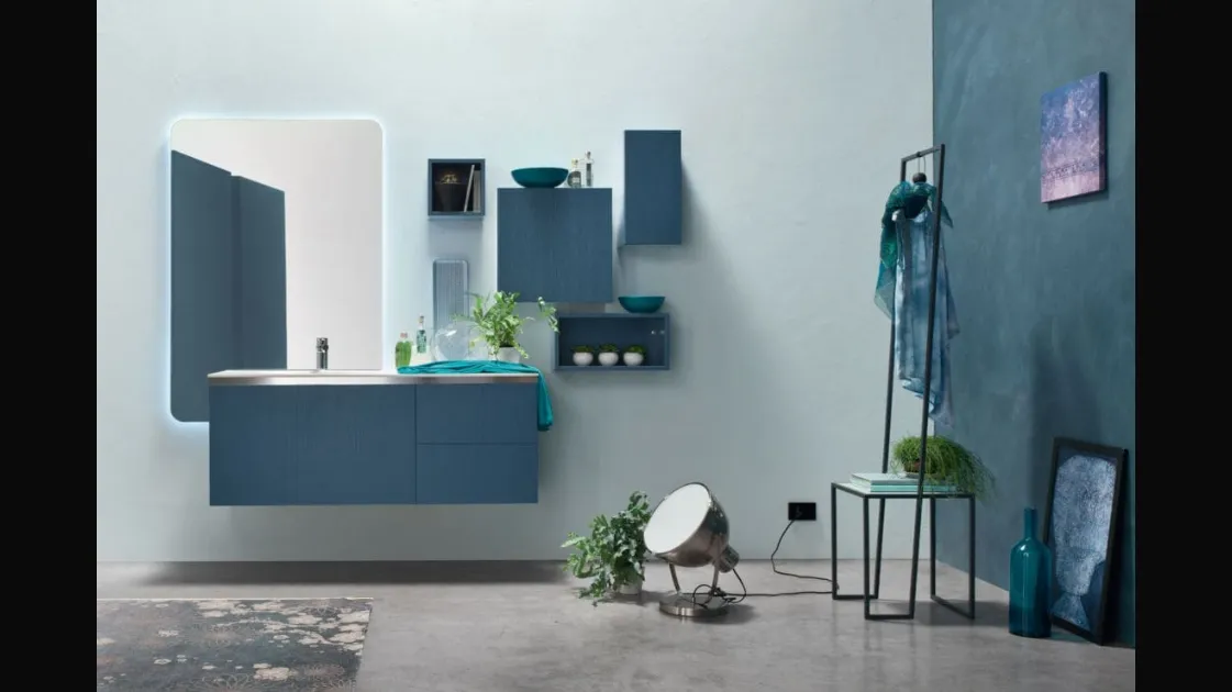 Mobile da Bagno in Frassino color Petrolio E-Gò 48 di Arcom