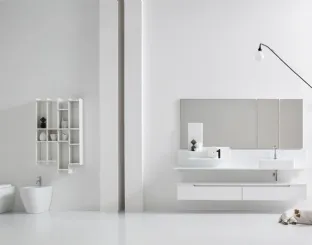 Mobile da Bagno sospeso laccato Bianco opaco Gold 12 di Arcom