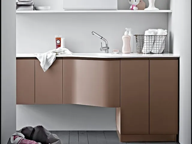 Mobile da Lavanderia in laccato opaco con cassettone sagomato Idrobox 16 di Birex