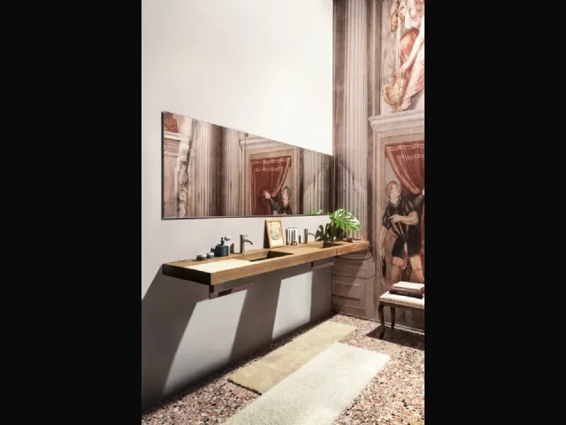 Mobile da Bagno Depth WildWood in Rovere Naturale con lavabo in vetro trasparente di Lago