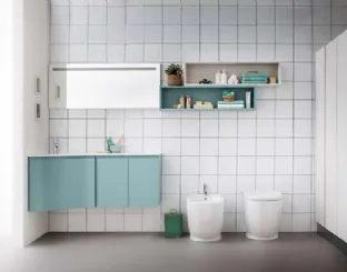 Mobile da bagno sospeso ad angolo in laccato opaco Lapis 07 di Birex