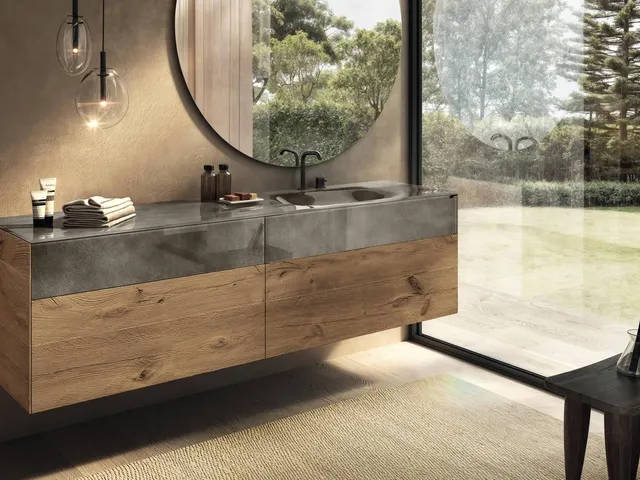 Lavabo integrato in vetro 36e8 di Lago