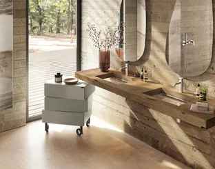 Lavabo Depth in legno e vetro di Lago