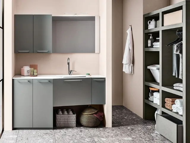 Mobile da Lavanderia in Grigio Dorian e Malta Grigio di Cerasa