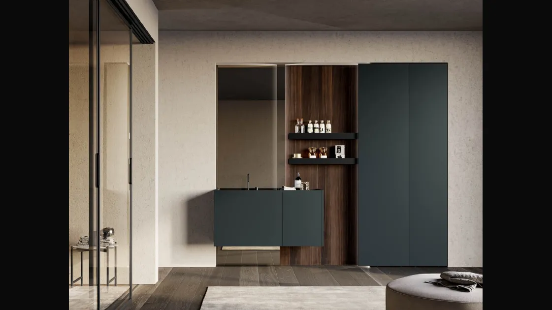 Mobile da Bagno sospeso in laccato opaco grigio antracite Major 06 di Birex