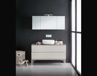 Mobile da Bagno a terra in laccato e metallo con top in marmo Unsui Memento 06 di Birex