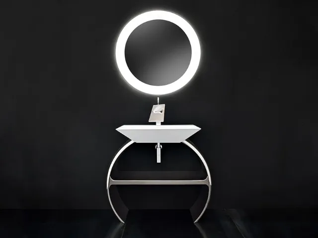 Mobile da Bagno Moon con base cromata e lavabo Diamante di Cerasa