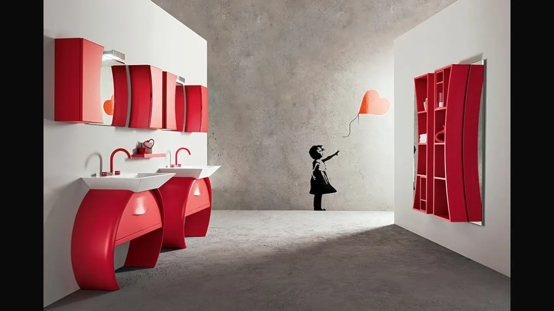 Mobile da Bagno Moon con doppia base lavabo di Cerasa