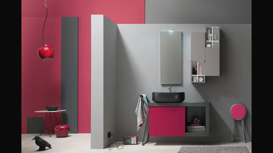 Mobile da Bagno sospeso laccato opaco E-Ly 54 di Arcom