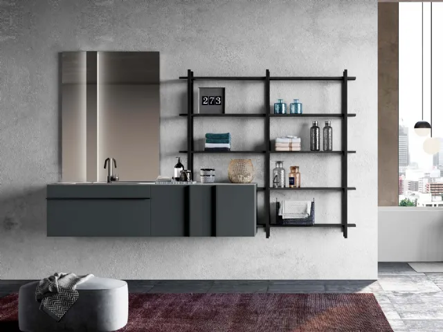 Mobile da Bagno Sidéro 07 in laccato opaco grigio antracite di Birex