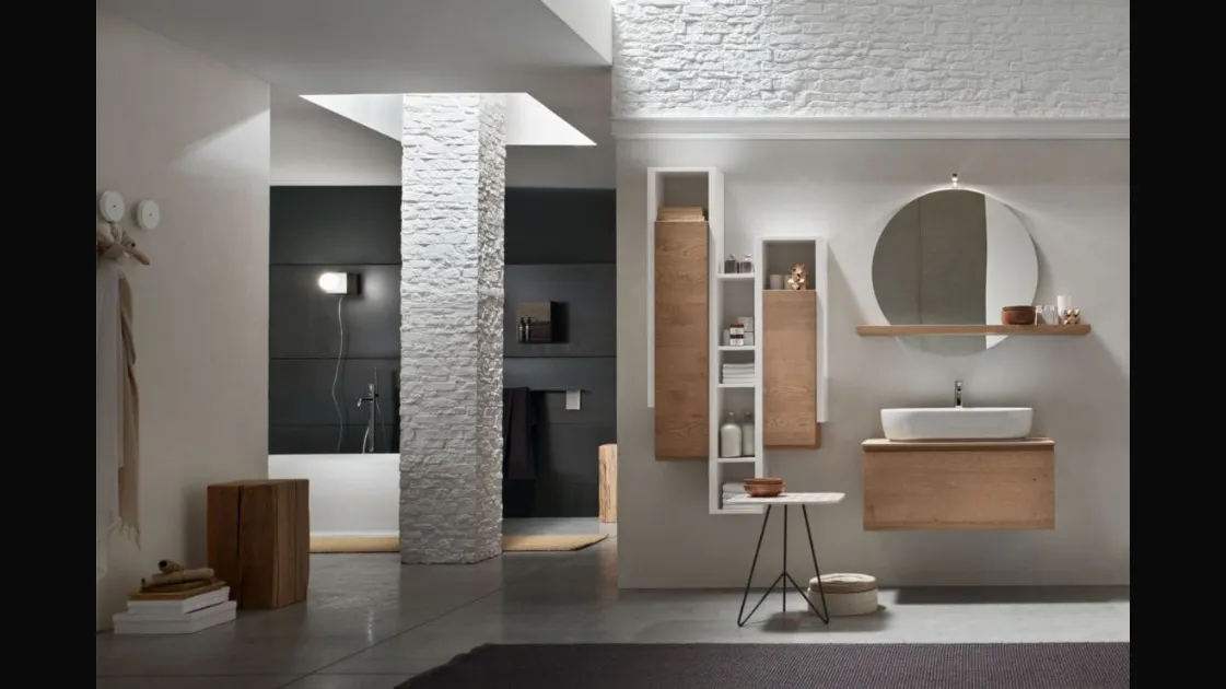 Mobile da Bagno sospeso in rovere naturale Soul 01 di Arcom