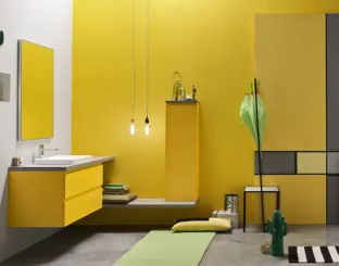 Mobile da Bagno sospeso laccato opaco Giallo Soul 51 di Arcom