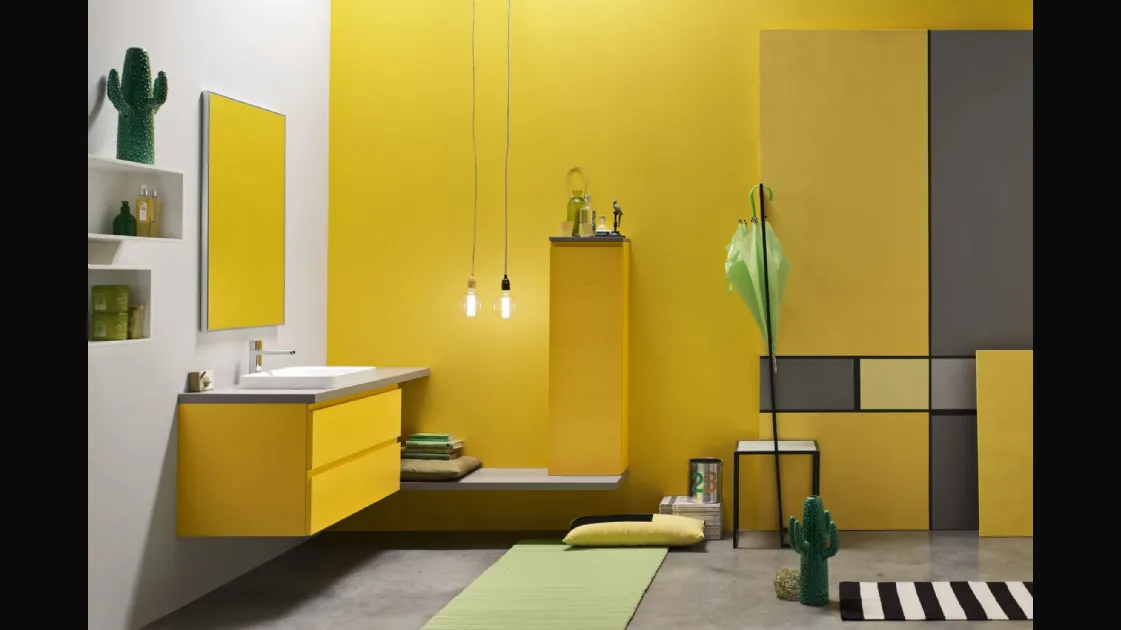 Mobile da Bagno sospeso laccato opaco Giallo Soul 51 di Arcom