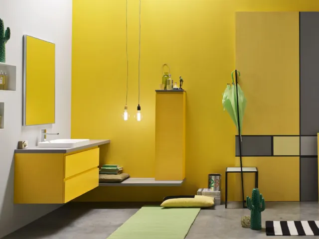 Mobile da Bagno sospeso laccato opaco Giallo Soul 51 di Arcom