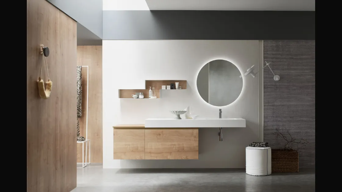 Mobile da Bagno sospeso in Rovere naturale Soul 69 di Arcom