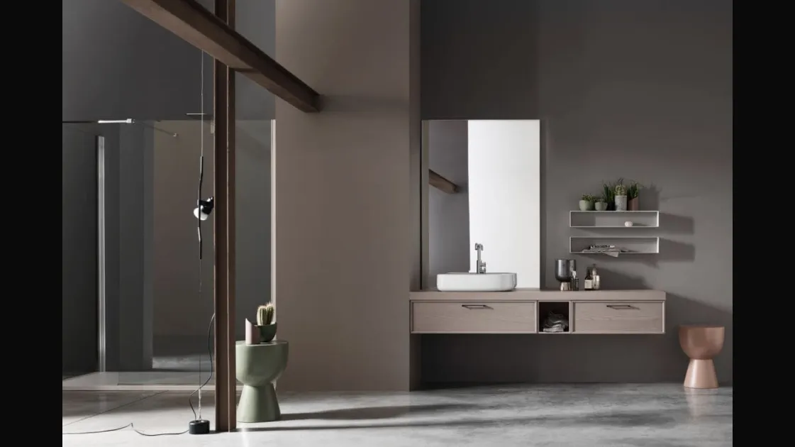 Mobile da Bagno sospeso in Frassino Vanity 02 di Arcom