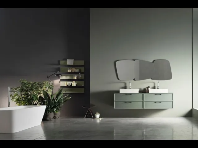 Mobile sospeso a 4 cassetti in Frassino Rosmarino Vanity 03 di ArcomR