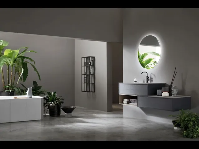 Mobile da Bagno sospeso in Frassino Grigio ombra Vanity 11 di Arcom