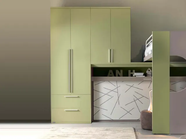 Cameretta in laccato opaco Alpha Letto a Soppalco E030 di Doimo Cityline