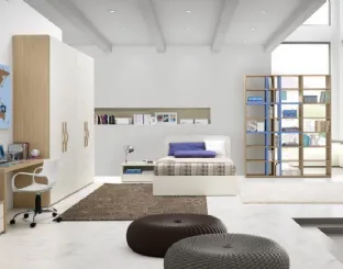 Cameretta per ragazzi in laccato e melaminico con letto contenitore Idea 107 di Corazzin