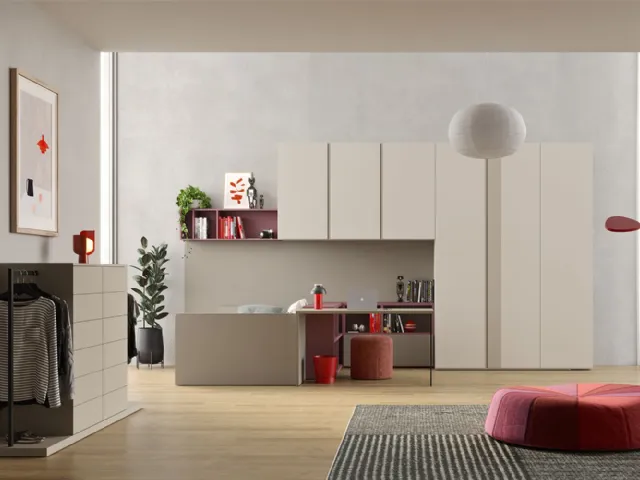 Cameretta a ponte lineare in laccato opaco Start P17 di Clever