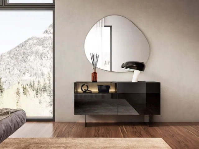 Comò 36e8 Glass Vetro Lucido Nero di Lago