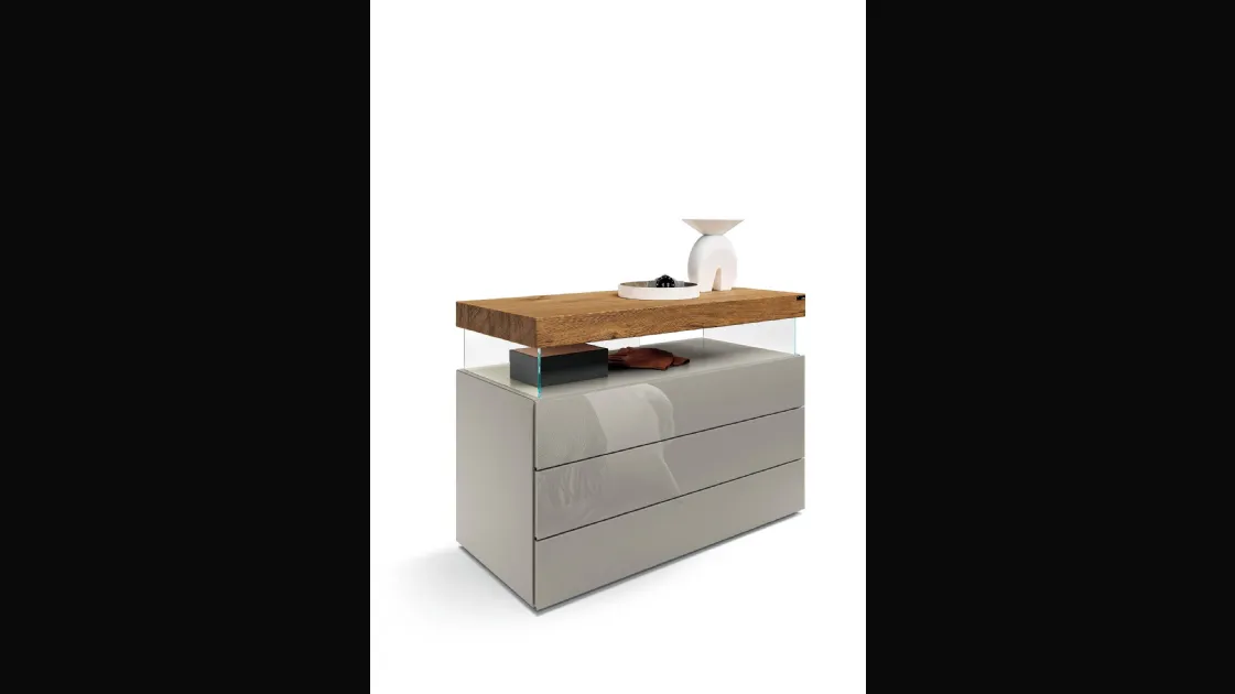Cassettiera Air 2140 in vetro lucido tortora di Lago