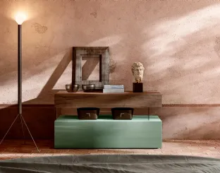 Comodino Air in Legno e Vetro laccato lucido Verde di Lago
